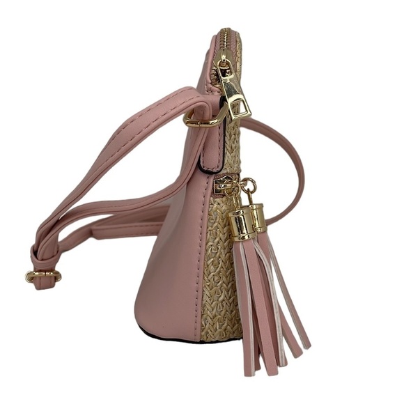 Infusion Crossbody Handbag NWT Straw Pink Faux Leather Zip - Picture 7 of 16